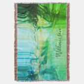 Aangepaste waterverf groen blauw teal abstracte na deken (Voorkant Verticaal)