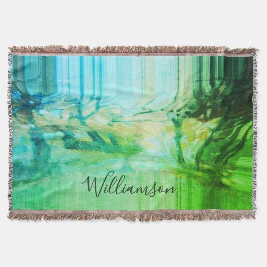 Aangepaste waterverf groen blauw teal abstracte na deken (Voorkant)