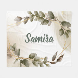 Aangepaste waterverf groene en gouden aangepaste n fleece deken