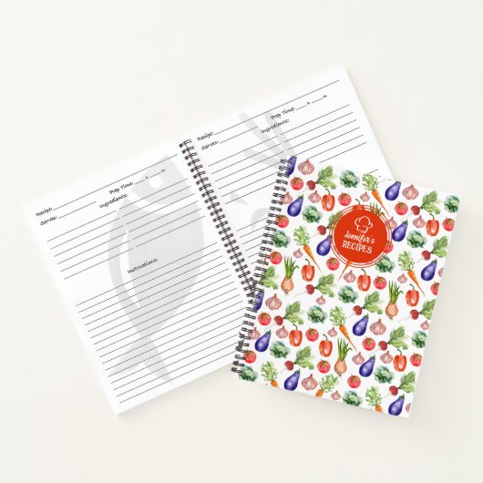 Aangepaste Waterverf groenten keuken Notitieboek (Binnen)