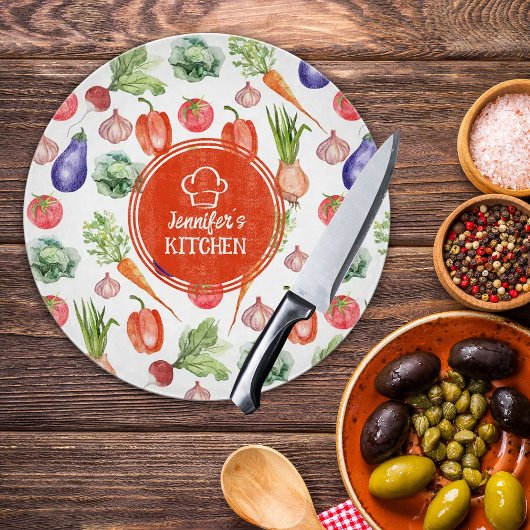 Aangepaste Waterverf groenten keuken Snijplank