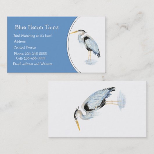 Aangepaste Waterverf - Groot blauw vogelbestand Visitekaartje (Voorkant / Achterkant)