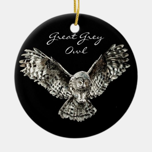 Aangepaste Waterverf Grote Grijze vogelgriep, Dier Keramisch Ornament (Voorkant)