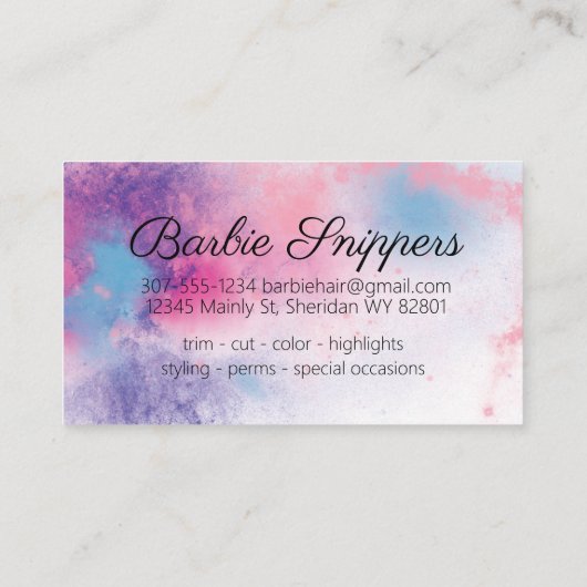 Aangepaste waterverf haarstylist 10-punch kaart visitekaartje (Achterkant)