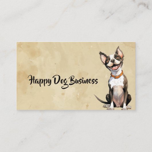 Aangepaste Waterverf Happy Dog Animal Pet Fun Visitekaartje (Achterkant)