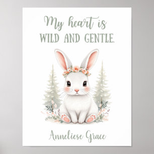 Aangepaste Waterverf Hare Woodland Animal Nursery Poster