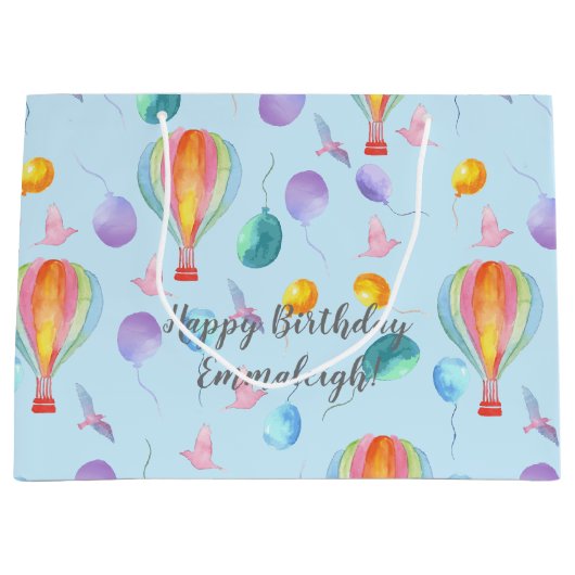 Aangepaste Waterverf hetelucht-ballonpatroon Groot Cadeauzakje (Voorkant)