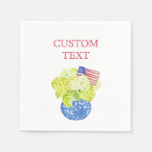 Aangepaste Waterverf Hydrangea Amerikaanse vlag Servet (Voorkant)