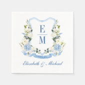 Aangepaste Waterverf Hydrangea Floral Crest Weddin Servet (Voorkant)