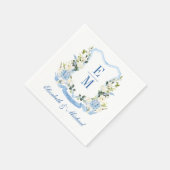 Aangepaste Waterverf Hydrangea Floral Crest Weddin Servet (Hoek)