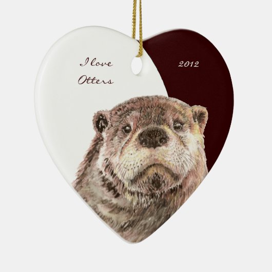 Aangepaste Waterverf "Ik hou van otters" Keramisch Ornament (Rechts)