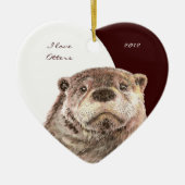 Aangepaste Waterverf "Ik hou van otters" Keramisch Ornament (Voorkant)