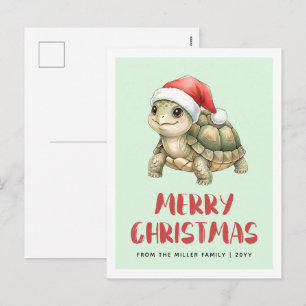 Aangepaste waterverf Kerst Schildpad Sinterklaas H Feestdagenkaart