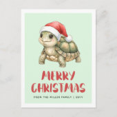 Aangepaste waterverf Kerst Schildpad Sinterklaas H Feestdagenkaart (Voorkant)