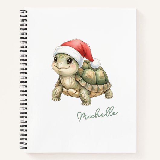 Aangepaste waterverf Kerst Schildpad Sinterklaas H Notitieboek (Voorkant)