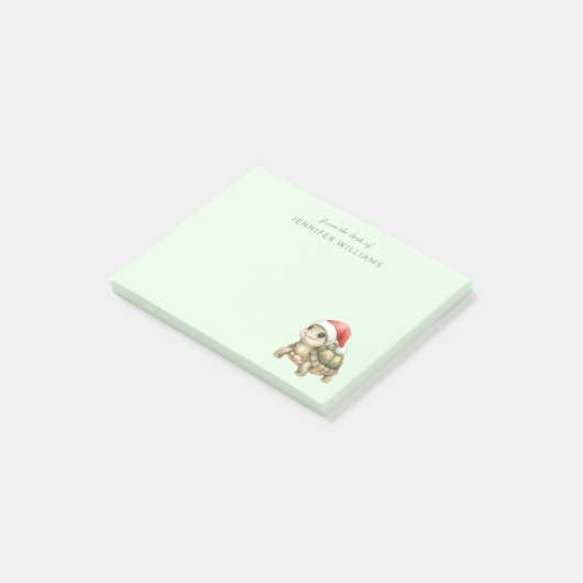 Aangepaste waterverf Kerst Schildpad Sinterklaas H Post-it® Notes (Schuin)