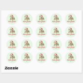 Aangepaste waterverf Kerst Schildpad Sinterklaas H Ronde Sticker (Vel)