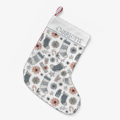 Aangepaste waterverf kerstdoodles kleine kerstsok (Voorkant (Hangend))