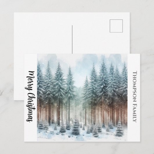 Aangepaste waterverf Kerstmis dennenbos Briefkaart (Voorkant / Achterkant)