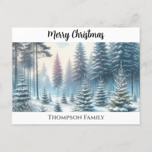 Aangepaste waterverf Kerstmis dennenbos Briefkaart