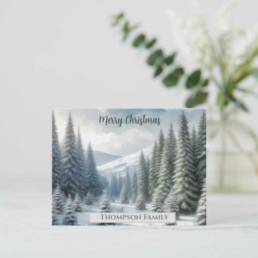 Aangepaste waterverf Kerstmis dennenbos Briefkaart (Staand voorkant)