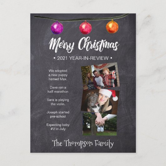 Aangepaste waterverf, kerstnieuwsbrief, foto feestdagenkaart (Voorkant)