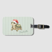 Aangepaste waterverf Kerstschildpad Sinterklaashoe Bagagelabel (Voorkant (horizontaal))