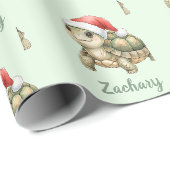 Aangepaste waterverf Kerstschildpad Sinterklaashoe Cadeaupapier (Rol Hoek)