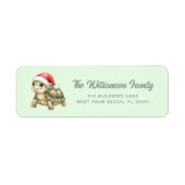 Aangepaste waterverf Kerstschildpad Sinterklaashoe Etiket (Voorkant)