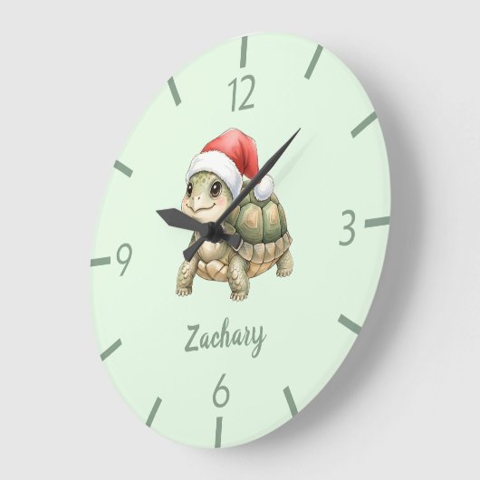 Aangepaste waterverf Kerstschildpad Sinterklaashoe Grote Klok (Hoek)