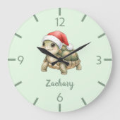 Aangepaste waterverf Kerstschildpad Sinterklaashoe Grote Klok (Voorkant)