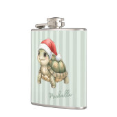 Aangepaste waterverf Kerstschildpad Sinterklaashoe Heupfles (Links)