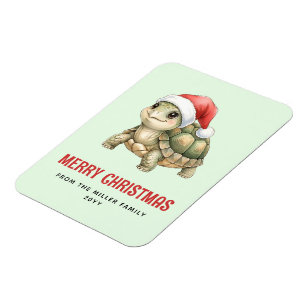 Aangepaste waterverf Kerstschildpad Sinterklaashoe Magneet