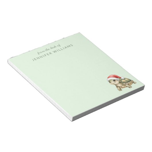 Aangepaste waterverf Kerstschildpad Sinterklaashoe Notitieblok (Schuin)