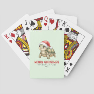 Aangepaste waterverf Kerstschildpad Sinterklaashoe Pokerkaarten
