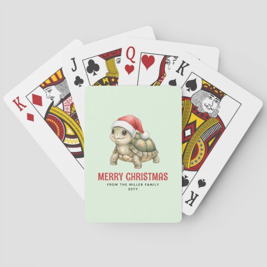 Aangepaste waterverf Kerstschildpad Sinterklaashoe Pokerkaarten (Achterkant)