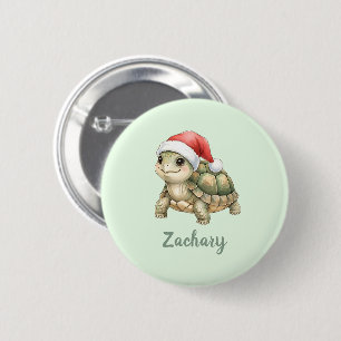 Aangepaste waterverf Kerstschildpad Sinterklaashoe Ronde Button 5,7 Cm