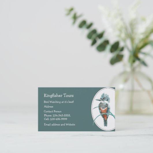 Aangepaste Waterverf Kingfisher Bird Visitekaartje (Staand voorkant)