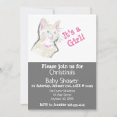 Aangepaste Waterverf Kitten Baby Girl Shower Kaart (Voorkant)