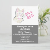 Aangepaste Waterverf Kitten Baby Girl Shower Kaart (Staand voorkant)