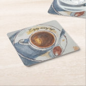 Aangepaste Waterverf Koffiedocument Onderzetter (Schuin)