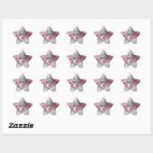 Aangepaste waterverf kunst roze rode rozen blanco ster sticker (Vel)