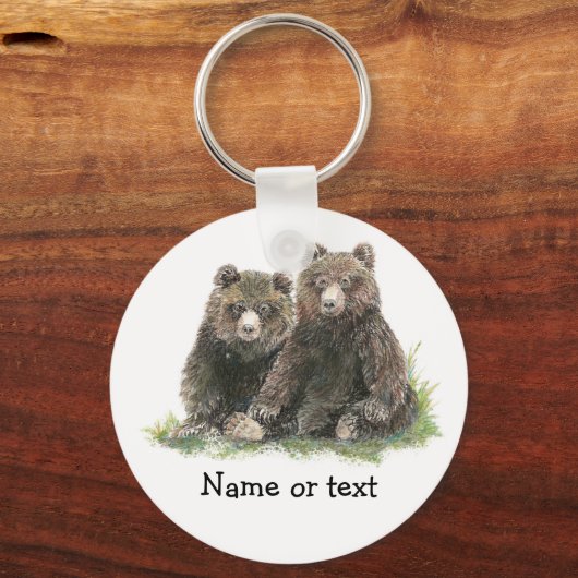 Aangepaste Waterverf Kute Beren Sleutelhanger (Voorkant)