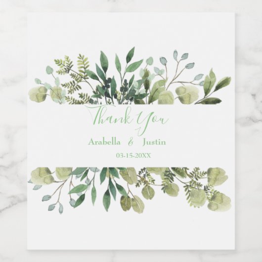 Aangepaste Waterverf laat witte bruiloft achter Da Wijn Etiket (Enkel label)