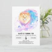 Aangepaste Waterverf Leeuw Verjaardag Kaart (Staand voorkant)