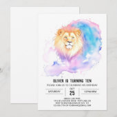 Aangepaste Waterverf Leeuw Verjaardag Kaart (Voorkant / Achterkant)