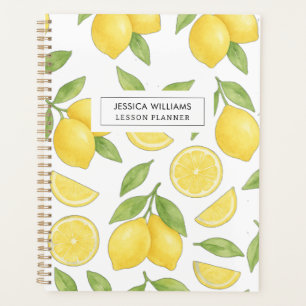 Aangepaste Waterverf Lemon Pattern Teacher Lesson Planner