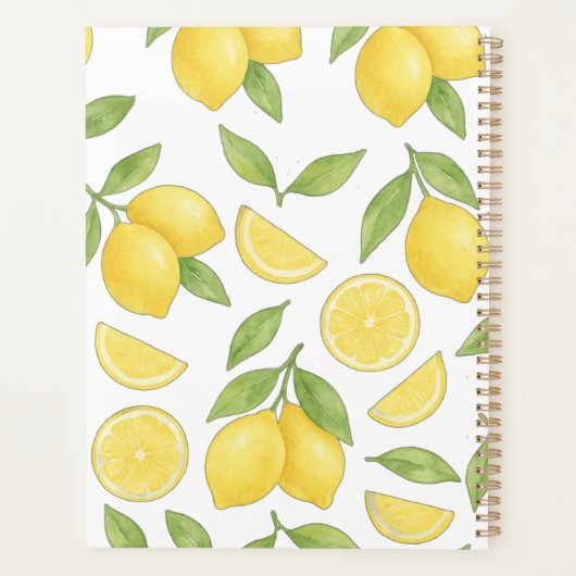 Aangepaste Waterverf Lemon Pattern Teacher Lesson Planner (Achterkant)