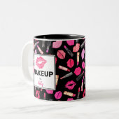 Aangepaste Waterverf lipstick Pattern Makeup Tw Tweekleurige Koffiemok (Voorkant links)