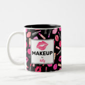 Aangepaste Waterverf lipstick Pattern Makeup Tw Tweekleurige Koffiemok (Links)